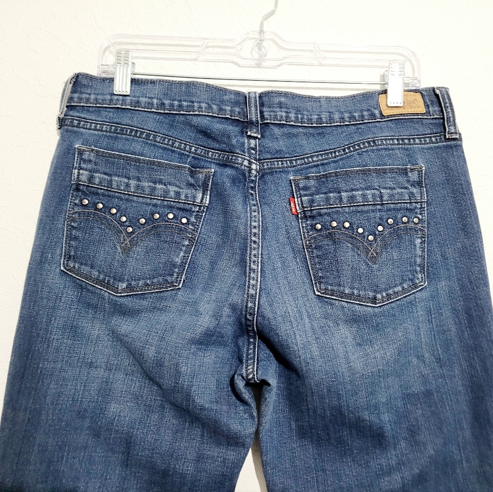 Levi’s 515 Bootcut Jeans Women’s Size 12 S Blue Denim Stretch Studded Pockets - Picture 5 of 15